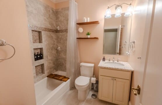The Oaks Bathroom #3 Private Hall Bathroom with Tub & Shower adjacent to Bedroom #3