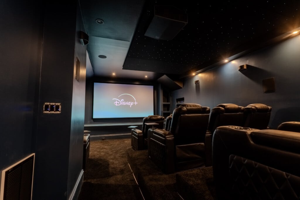 The 135" screen and surround sound create a dynamic viewing experience for movie nights, presentations, game-day moments, and quiet evenings together.